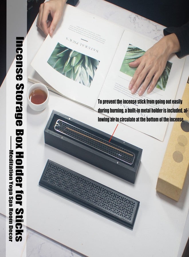 CODINOO Incense Holder with Storage,Incense Holder Burner,Incense Box,Coffin Incesne Holder for Sticks, Wooden Incense-Stick Holder Ash Catcher for Home Meditation,Yoga,Bedroom,Studyroom,Office Decor(Black) - Image 5